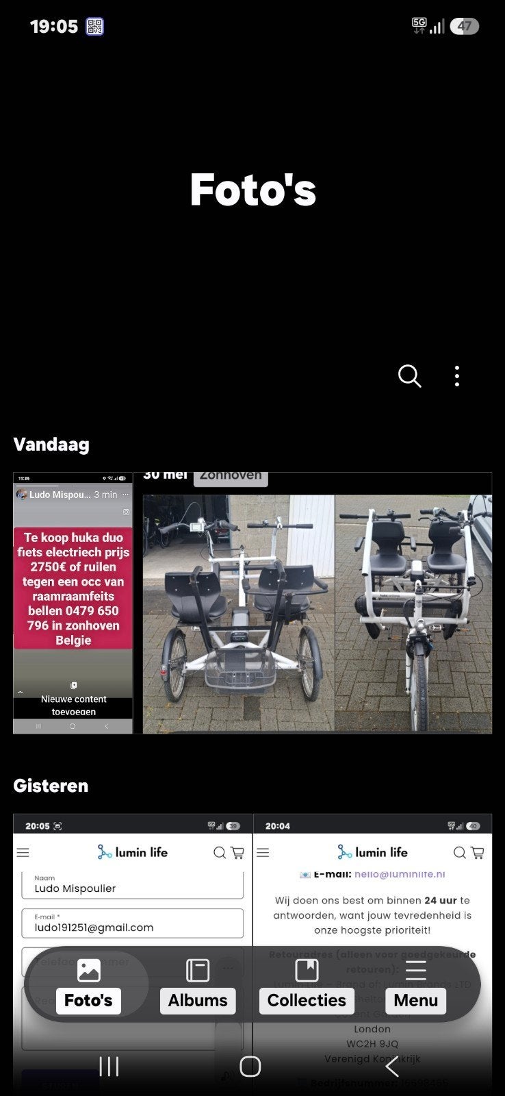 vélo duo ou swap van raam fiets ooc, Enlèvement ou Envoi