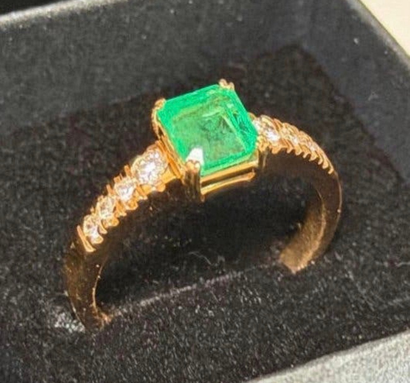 18K gouden ring natuurlijke diamanten en smaragd van 2.75ct!, Femme ou Homme, Or, Avec pierre précieuse, Jaune