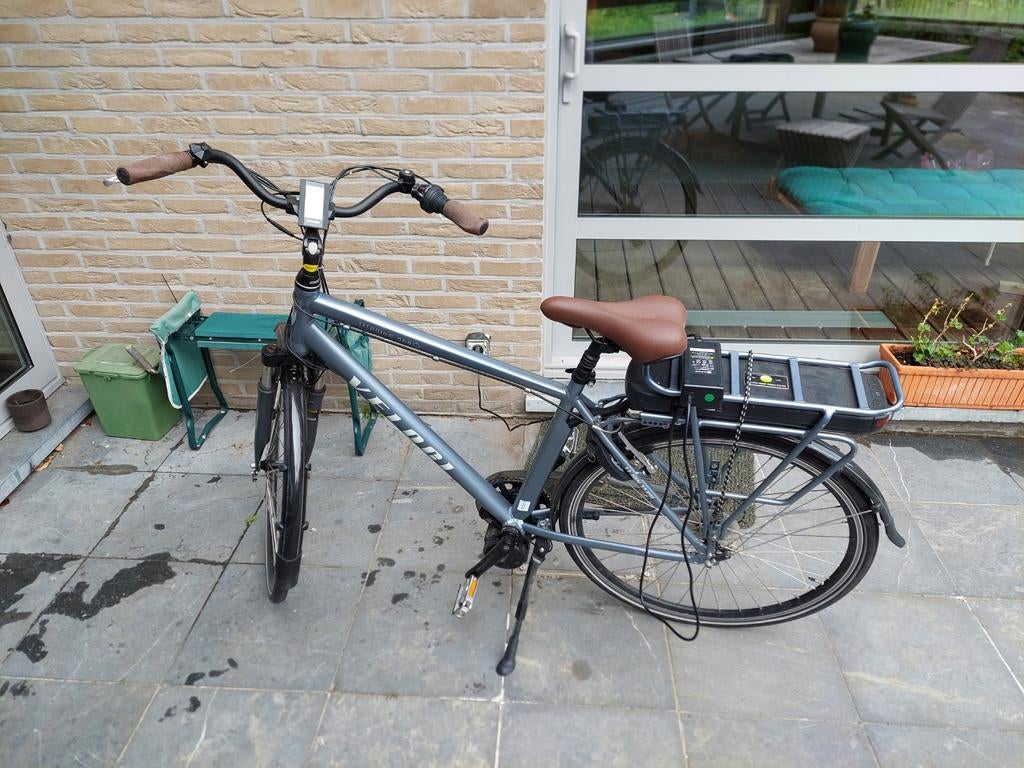 Elektrische herenfiets Veloci / blauwgrijs, Ophalen, Minder dan 10 versnellingen, Overage merken, 61 cm of meer