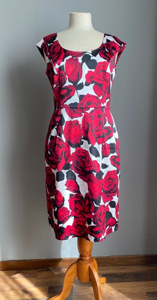 Jurk met bloemenprint Joseph Ribkoff maat 38, Kleding | Dames, Maat 38/40 (M), Joseph Ribkoff, Zo goed als nieuw, Onder de knie