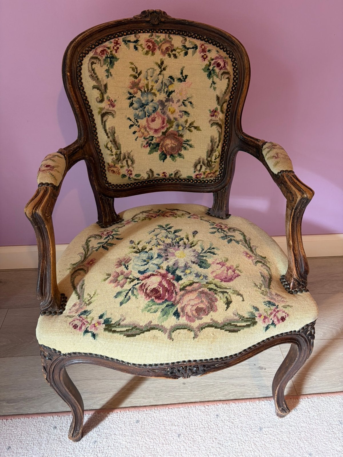 Beau fauteuil/fauteuil ancien (style Louis XV), Enlèvement, Utilisé, Autres formes, Moins de 100 cm