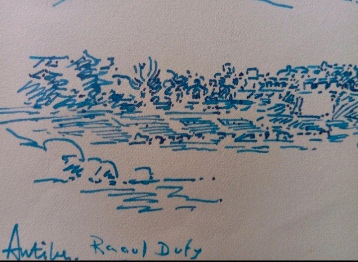 Le Fort Carré à Antibes. La méditerranée. Raoul Dufy, Dessin