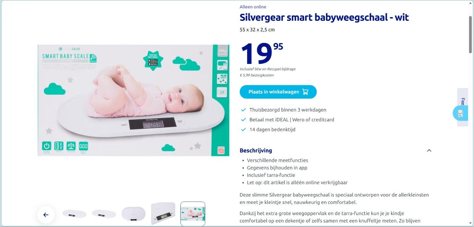 silvergear smart babyweegschaal, Kinderen en Baby's, Badjes en Verzorging, Ophalen of Verzenden, Nieuw, Overige typen, Overige merken