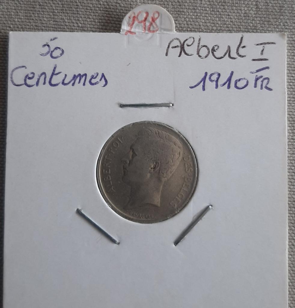 Albert Ier - 50 centimes 1910 Fr, Timbres & Monnaies, Envoi