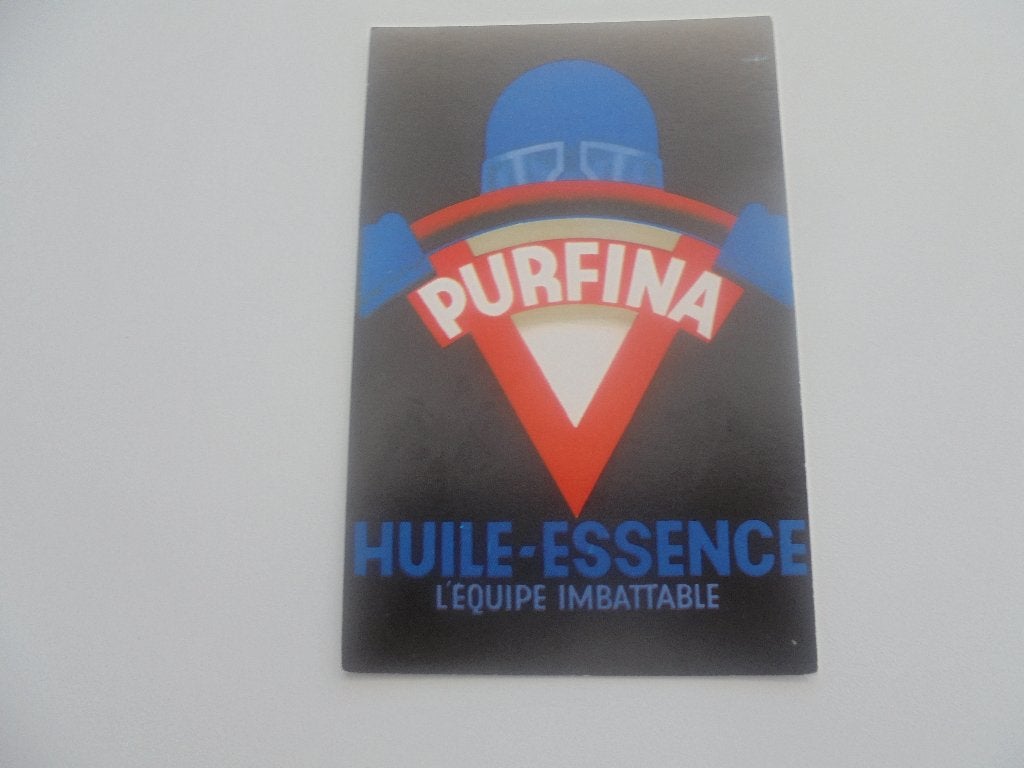 reclamekaart- purfina -huile essence, Verzamelen, Verzenden, 1940 tot 1960, Ongelopen, Overige thema's