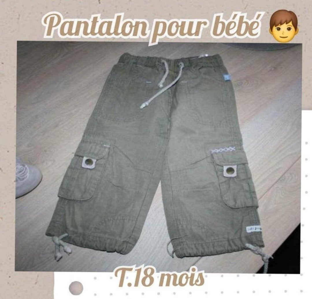 Pantalon pour bébé garçon-Kaki-T.18 mois, Enlèvement ou Envoi, Utilisé, Garçon, Pantalon