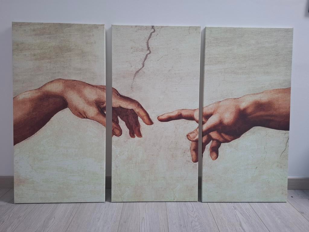 3-delige canvas print, de schepping van Adam, Antiek en Kunst, Verzenden