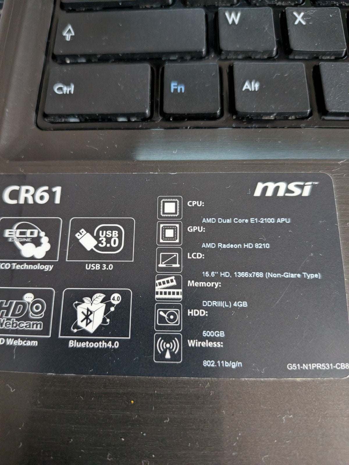 MSI CR61 AMD E-2100 RADEON, Enlèvement, Comme neuf, MSI