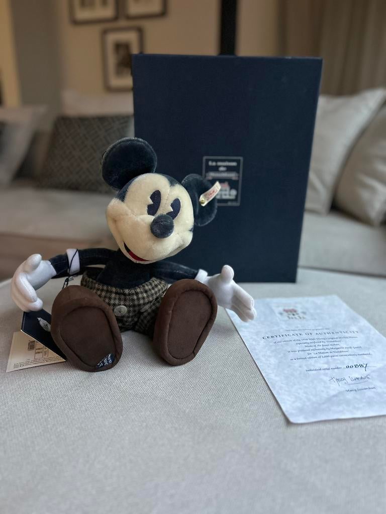 Steiff Mickey Mouse 1928 – limited edition (2000 stuks), Ophalen, Zo goed als nieuw, Steiff