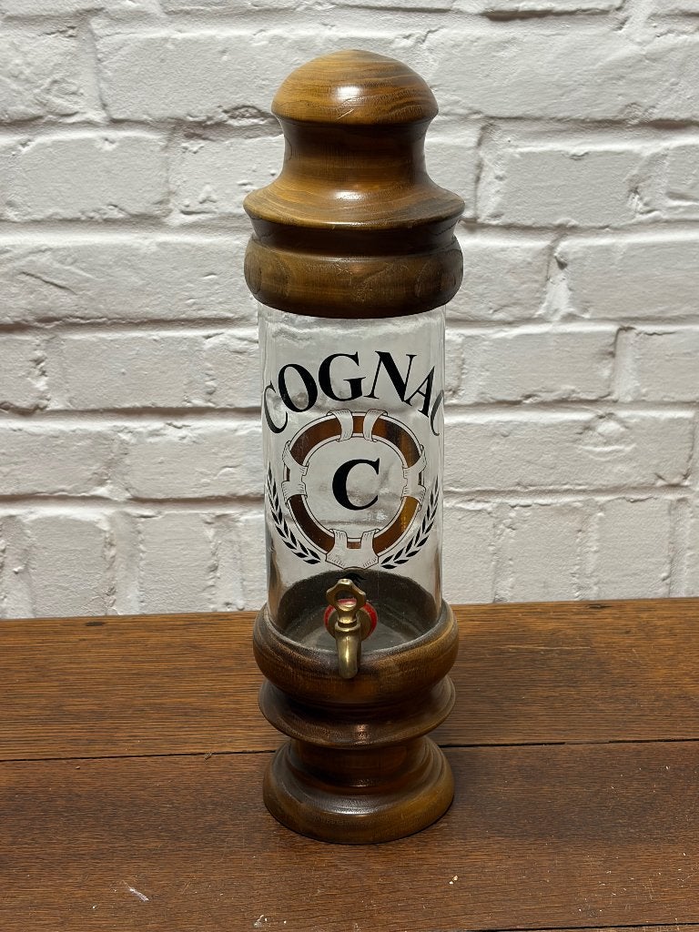 Unieke Vintage Cognac Drankdispenser – Glas & Hout, Minder dan 3 m³, Ophalen of Verzenden, Blokken