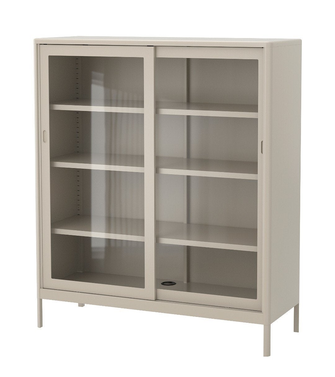 IDÅSEN Vitrinekast met schuifdeuren, beige, 120x140 cm, Huis en Inrichting, Ophalen