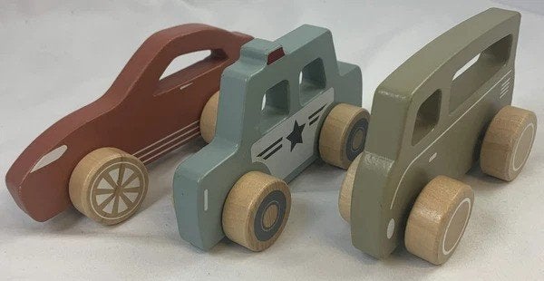Little Dutch Houten Auto's Set van 3 Sportwagen Politie auto, Kinderen en Baby's, Verzenden, Zo goed als nieuw, Duw- of Trekspeelgoed