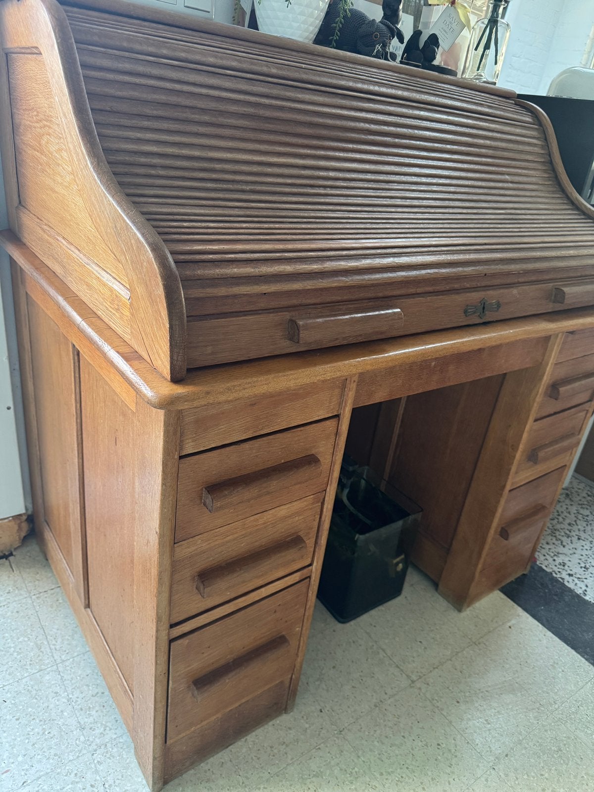 Rolluik bureau vintage eik, Ophalen, Gebruikt