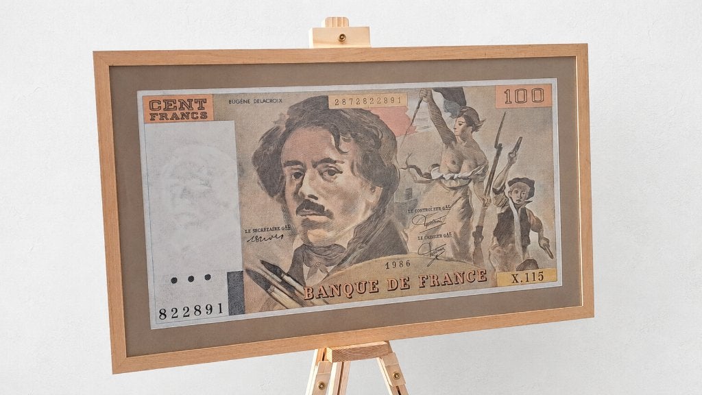 Grote Retro Kunstprint 100 Frank in Houten Kader, Verzamelen, Ophalen, Huis en Inrichting