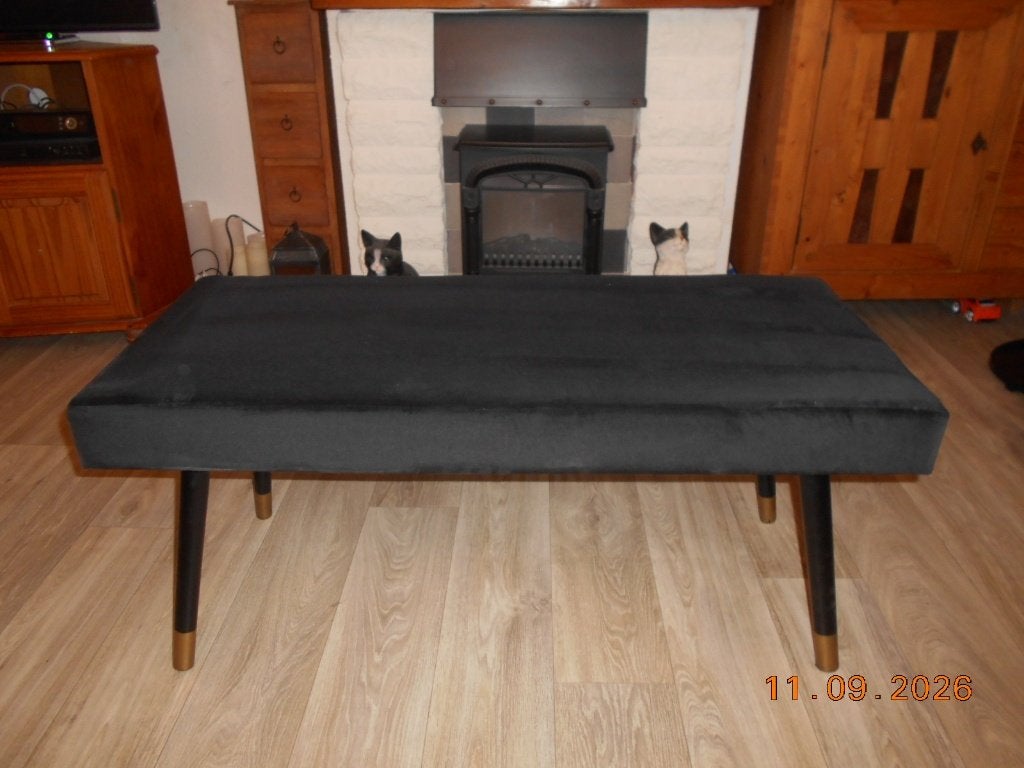 salontafel velours met houten poten, Maison & Meubles, 50 à 100 cm, Comme neuf, Enlèvement, Modern
