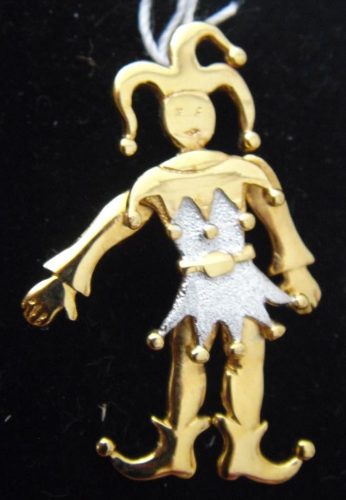 Pendentif arlequin articulé plaqué or bicolore, NEUF, Neuf, Enlèvement ou Envoi, Autres matériaux, Autres représentations