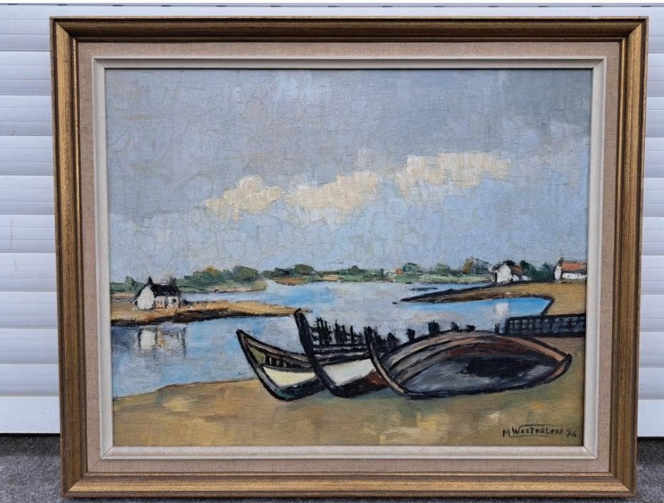 huile sur toile marine en bretagne signe Maurice WAETERLOOS, Enlèvement ou Envoi, Toile