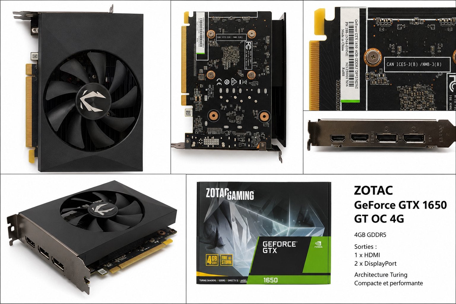 ZOTAC GeForce GTX 1650 GT OC 4 Go GDDR5 – Excellent état, Computers en Software, Videokaarten, Ophalen, HDMI, Nvidia, GDDR5