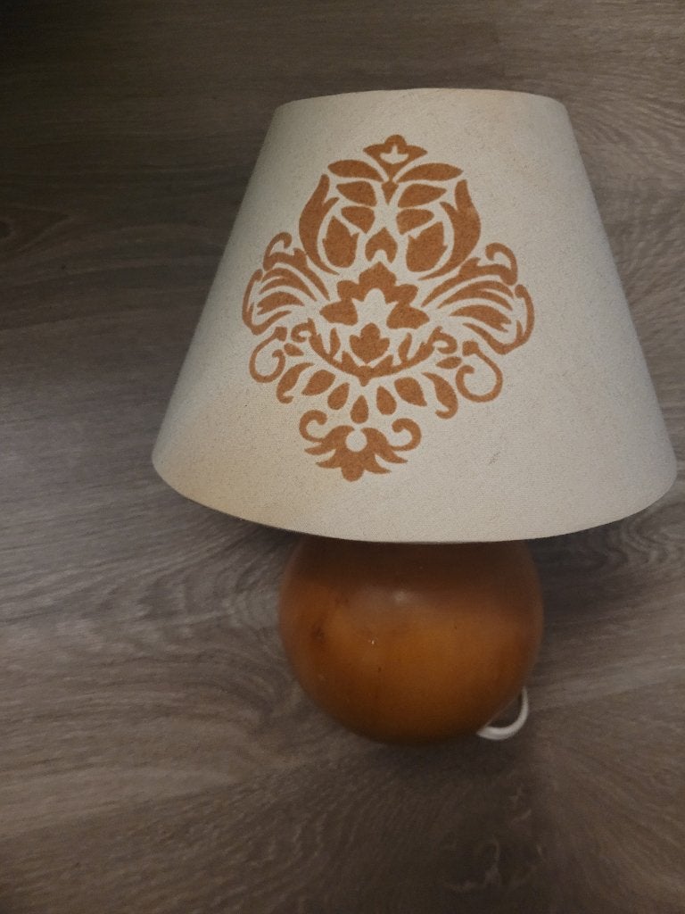 Lampe de chevet, 25 cm, Blanc, Avec abat-jour, Bois