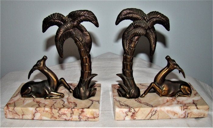 Serre-livres Art Déco pour couple, palmier, gazelle, Enlèvement ou Envoi