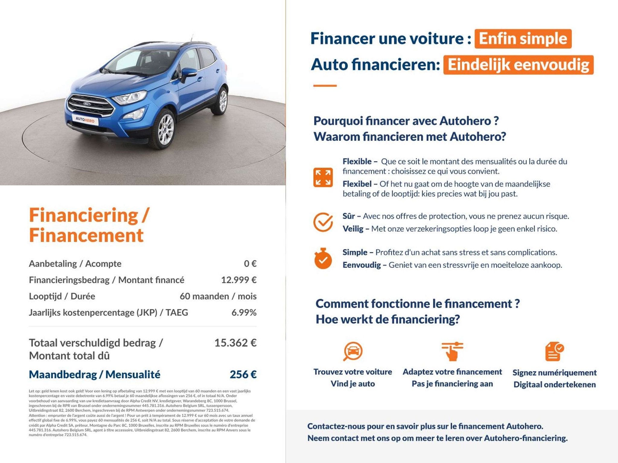 Ford EcoSport 1.0 EcoBoost Titanium (bj 2022), Auto's, Voorwielaandrijving, Ecosport, Blauw, 5 deurs