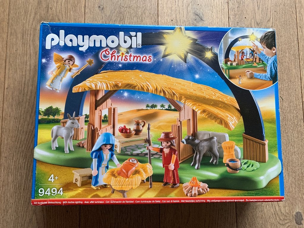PLAYMOBILSET 9494: KERSTSTAL MET VERLICHTING, Kinderen en Baby's, Gebouw, Complete set, Zo goed als nieuw, Historisch