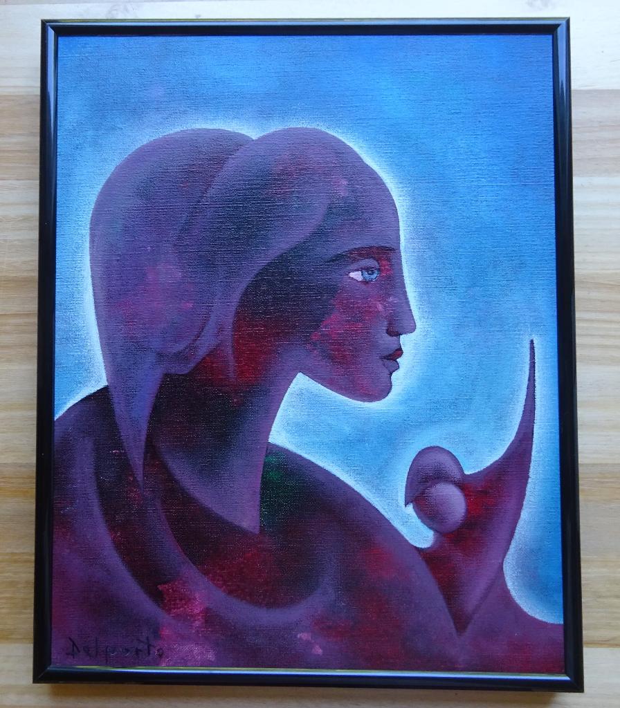 Charles Delporte,  La Muse '96,   50 x 40 cm,  doek, Antiek en Kunst, Ophalen of Verzenden