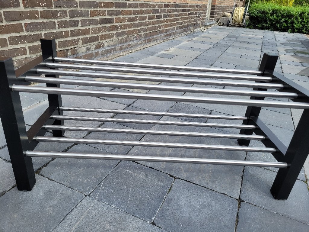 Schoenen rek - zwart hout met roestvrij staal, Huis en Inrichting, Ophalen, Zo goed als nieuw, Zwart, Hout