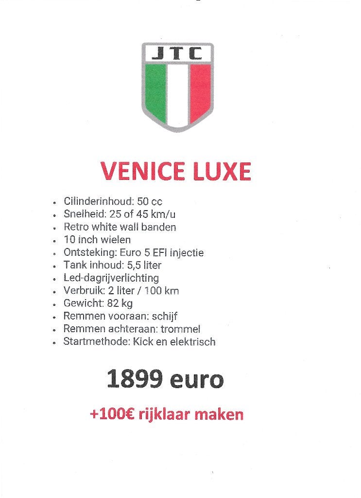 jtc venice luxe nieuwe scooter A/B 1899€, Neuf, JTC, Enlèvement, Essence