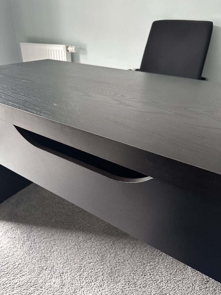 ikea, MALM, Bureau, avec tablette coulissante, noir, Ophalen, Zo goed als nieuw, IKEA, Zwart