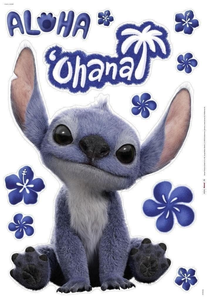 Stitch Muursticker Ohana 50x70 cm - Disney, Losse elementen, Verzenden, Nieuw, Wanddecoratie