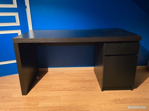 Bureau avec tiroir et rangement, Maison & Meubles, Enlèvement, Comme neuf, Noir
