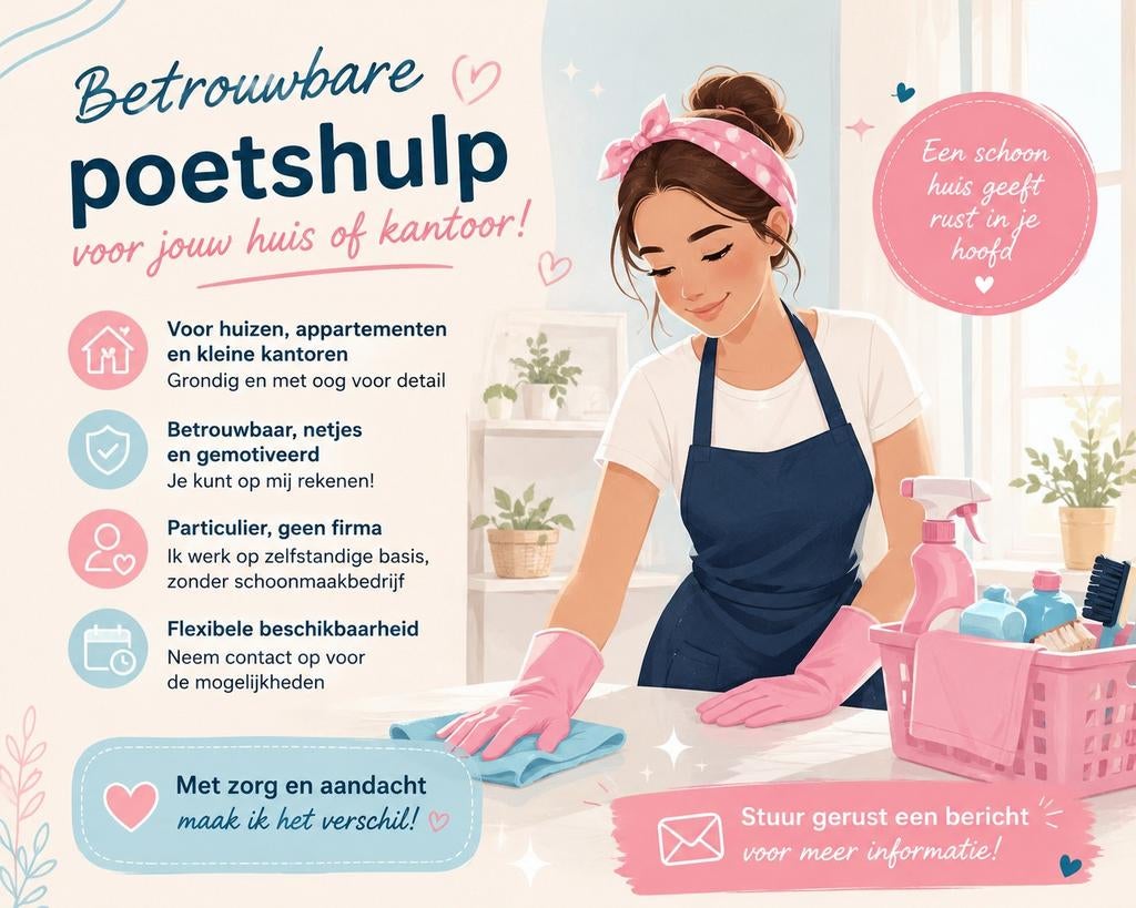 Op zoek naar een betrouwbare en zorgvuldige poetshulp? ✨, Offres d'emploi, Emplois | Nettoyage & Services techniques
