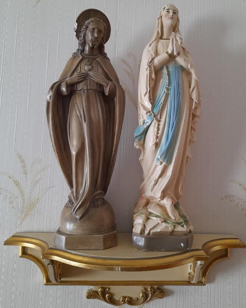 2 Religieuze beelden, Antiek en Kunst, Antiek | Religieuze voorwerpen, Ophalen of Verzenden