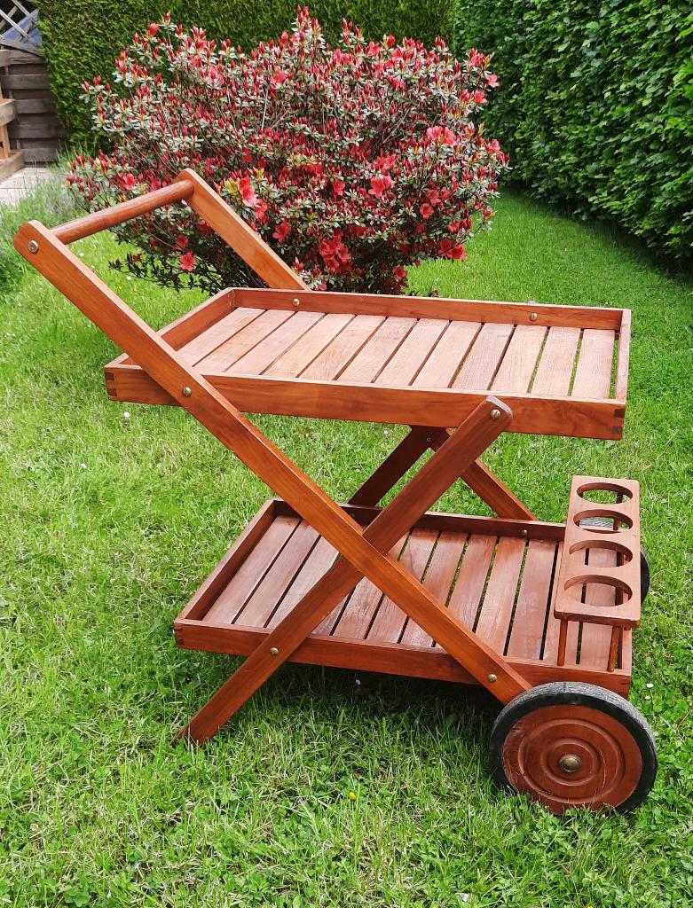 Houten trolley, Ophalen, Zo goed als nieuw, Rechthoekig, Overige houtsoorten