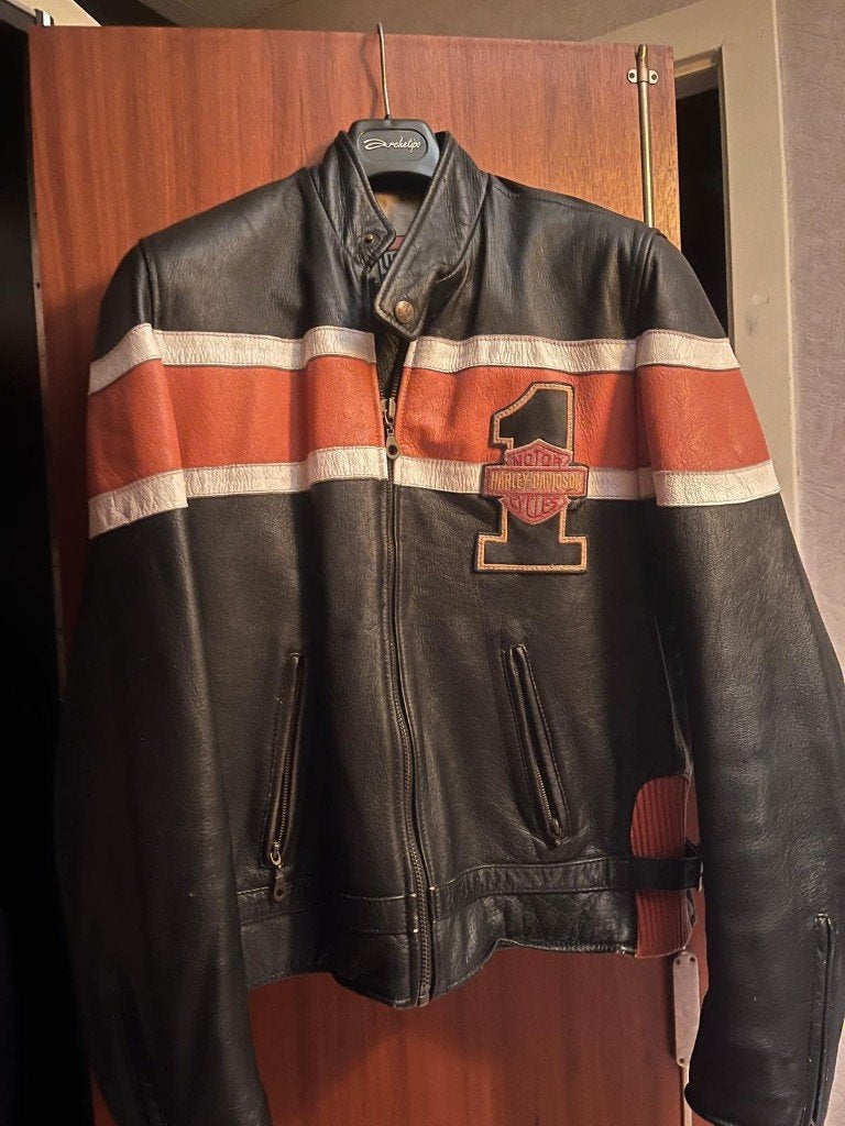 VINTAGE HARLEY-DAVIDSON "NO. 1" LEREN JAC maat 52/Large  ​, Ophalen, Harley-Davidson, Heren, Jas | leer