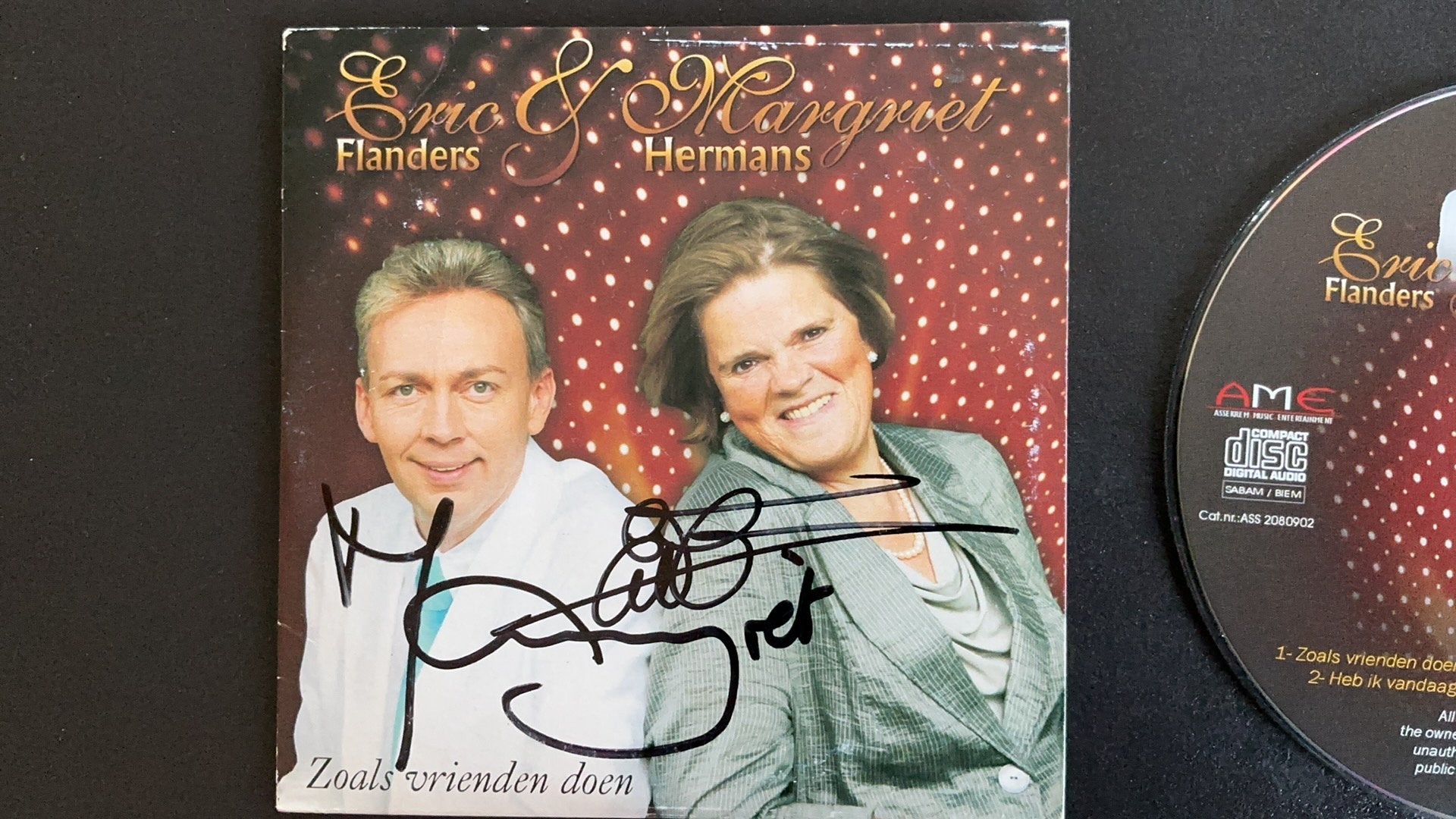 Cd Margriet Hermans en Eric Flanders met handtekening, Ophalen of Verzenden, Single, Overige genres, Gesigneerd