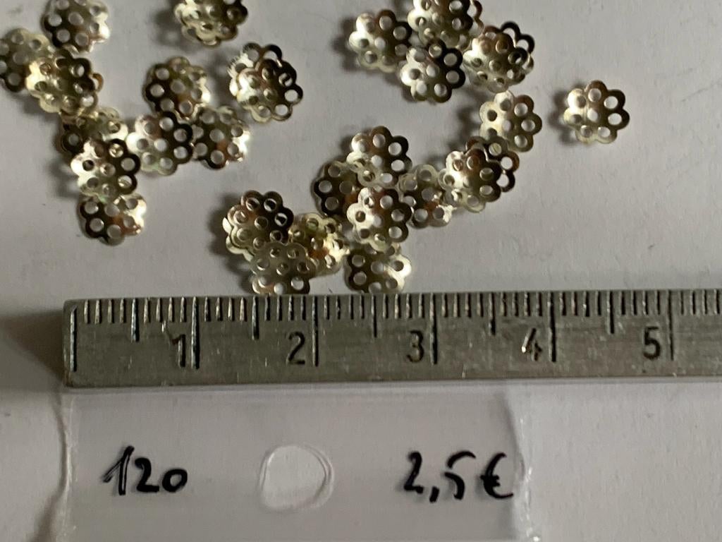 120 stuks metalen kralenkapjes, Enlèvement ou Envoi, Neuf, Entretoise ou Perle intermédiaire
