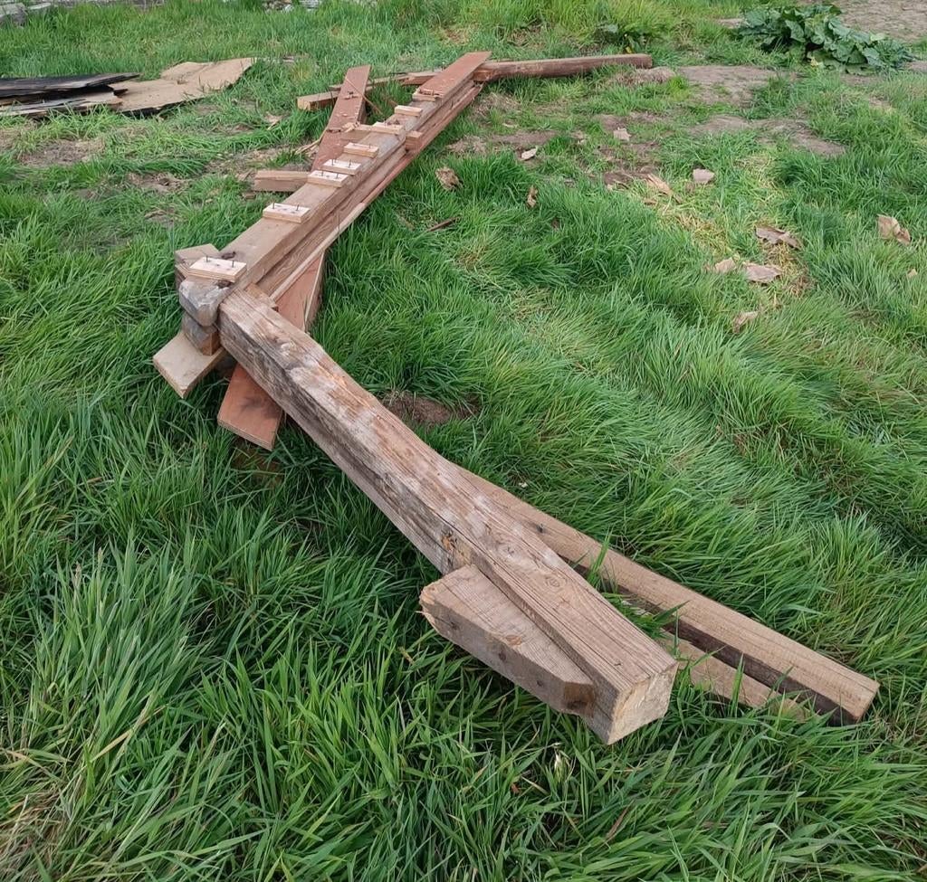 Gratis houten balken, Tuin en Terras, Ophalen