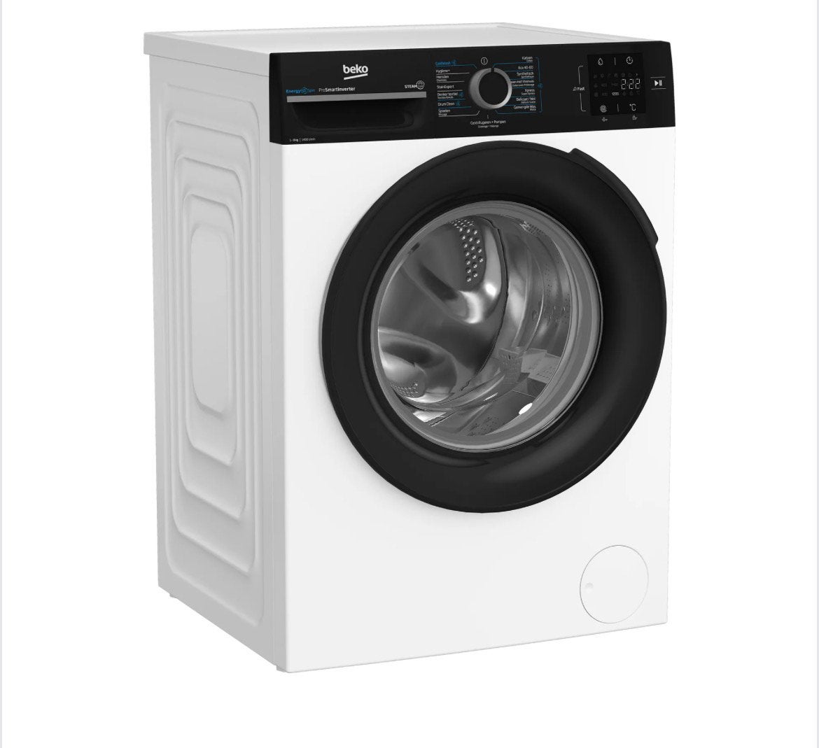 Machine à laver Beko BM3WFT3841B SteamCure, Electroménager, Lave-linge, Comme neuf, Chargeur frontal, 8 à 10 kg, 1200 à 1600 tours