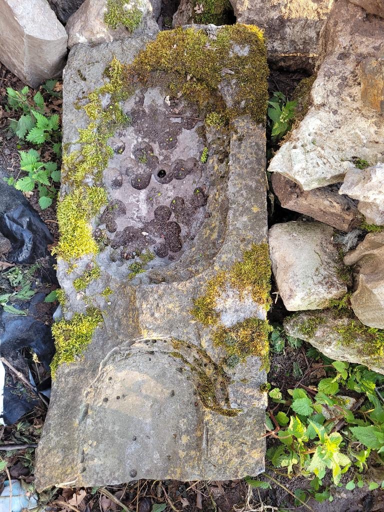 Blauwe hardsteen trog/bloembak (93cm lang), Moins de 30 cm, Pierre, Enlèvement, Utilisé