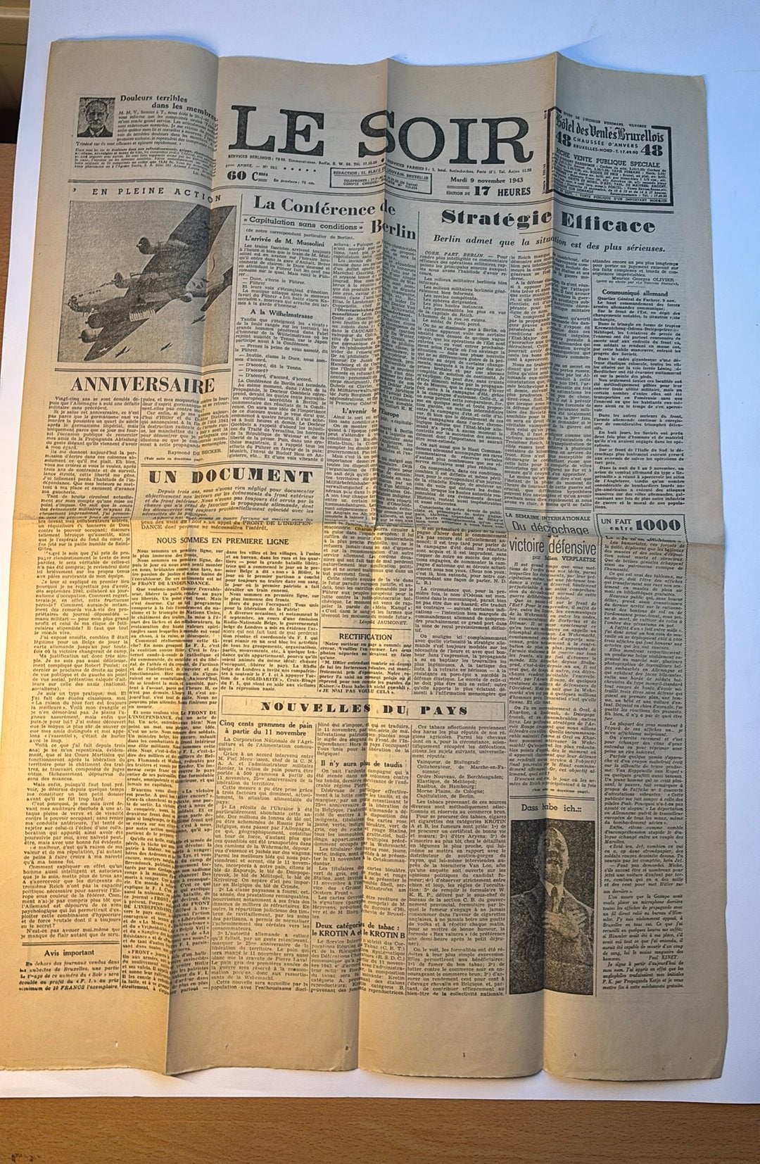 Facsimile van "Le Faux Soir'  (9 november 1943), Ophalen of Verzenden