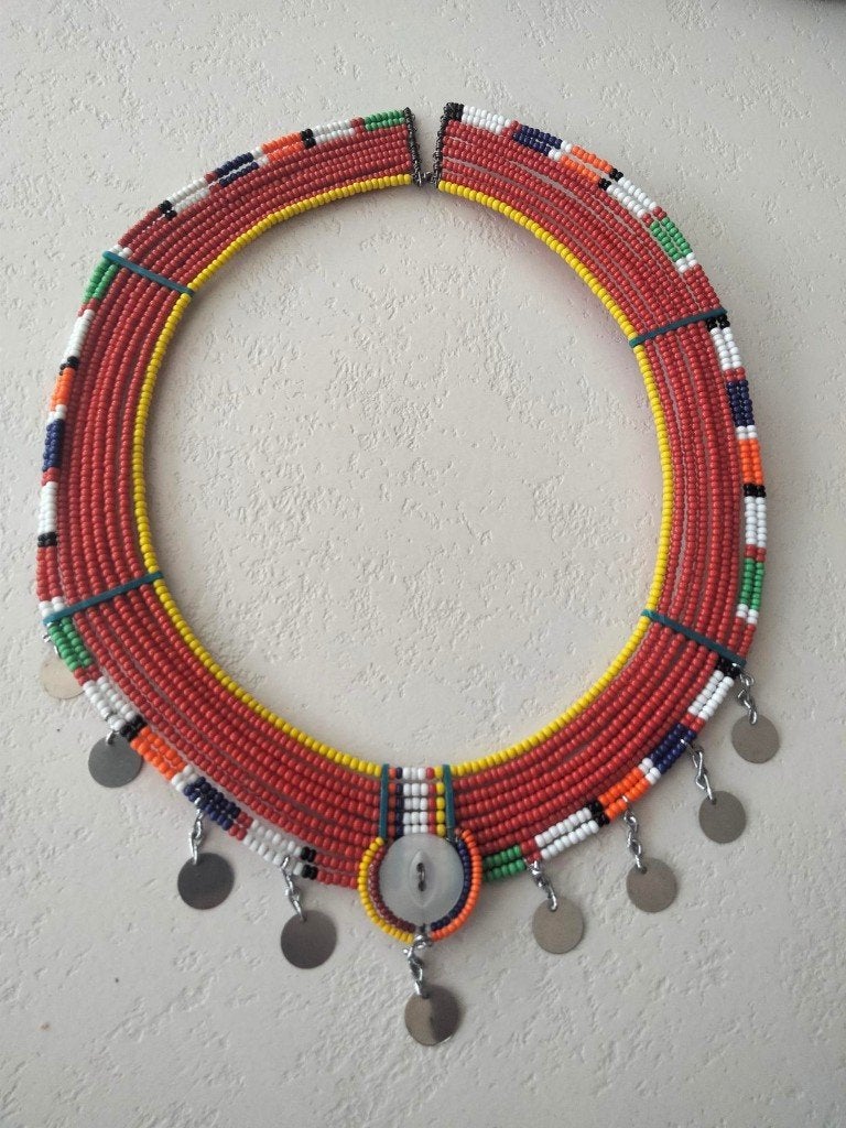 Maasai beaded necklace ketting tribal, Afrika, Ophalen of Verzenden, Sieraad
