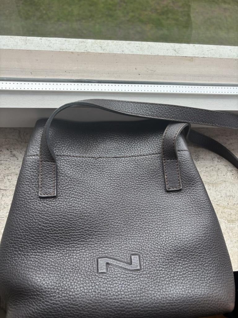 Damens handtas NATAN bruin leder, Ophalen of Verzenden, Zo goed als nieuw, Bruin, Handtas