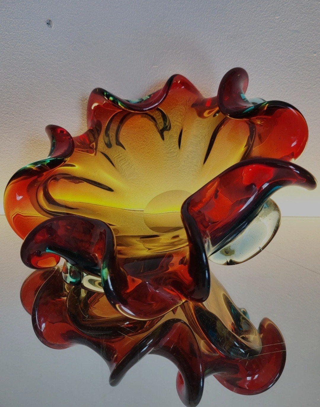 Murano meerkleurige glazen schaal, Somserso-techniek, Italy,, Antiek en Kunst, Ophalen of Verzenden