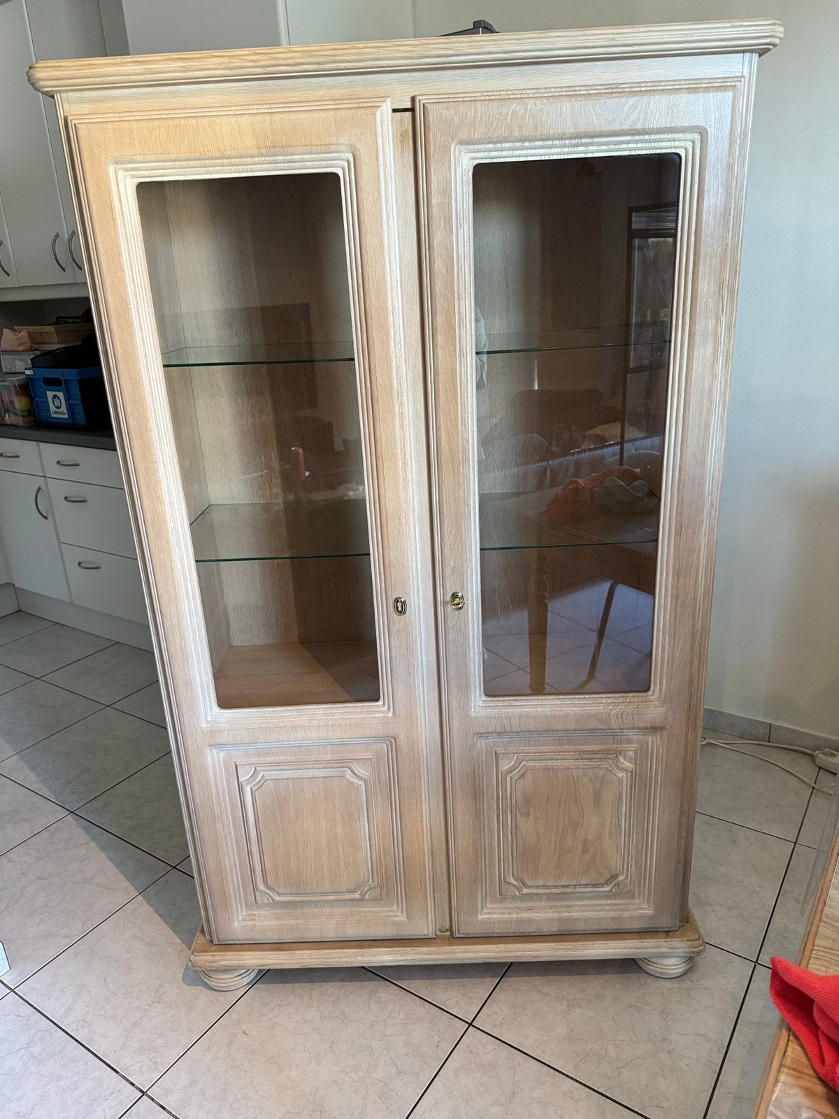 Klassieke eiken vitrinekast, Huis en Inrichting, Kasten | Vitrinekasten, Ophalen, Klassiek, 150 tot 200 cm, 25 tot 50 cm