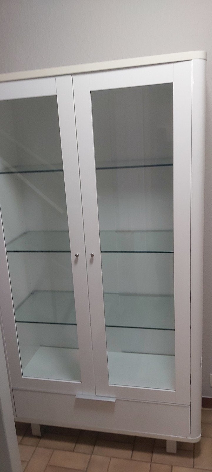 Meuble vitrine blanche, Maison & Meubles, 25 à 50 cm, Avec porte(s), Comme neuf, Verre