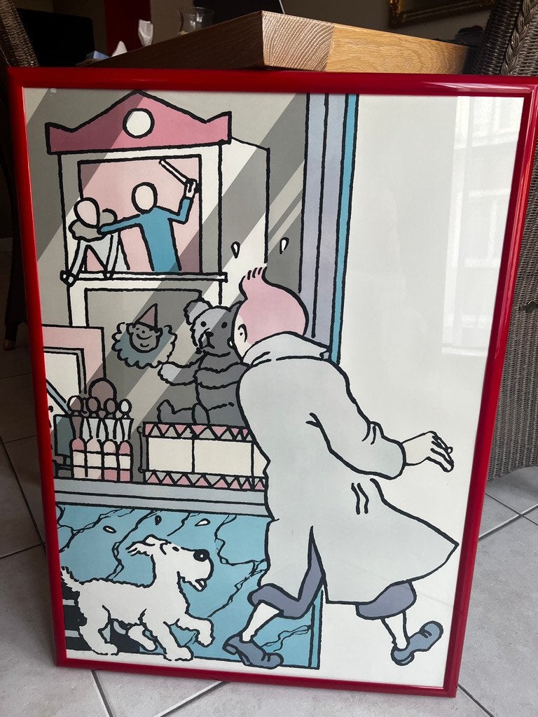 Ingelijste Kuifje poster "In het land van de Sovjets" 50x70, Verzamelen, Posters, Ophalen, Zo goed als nieuw, Met lijst