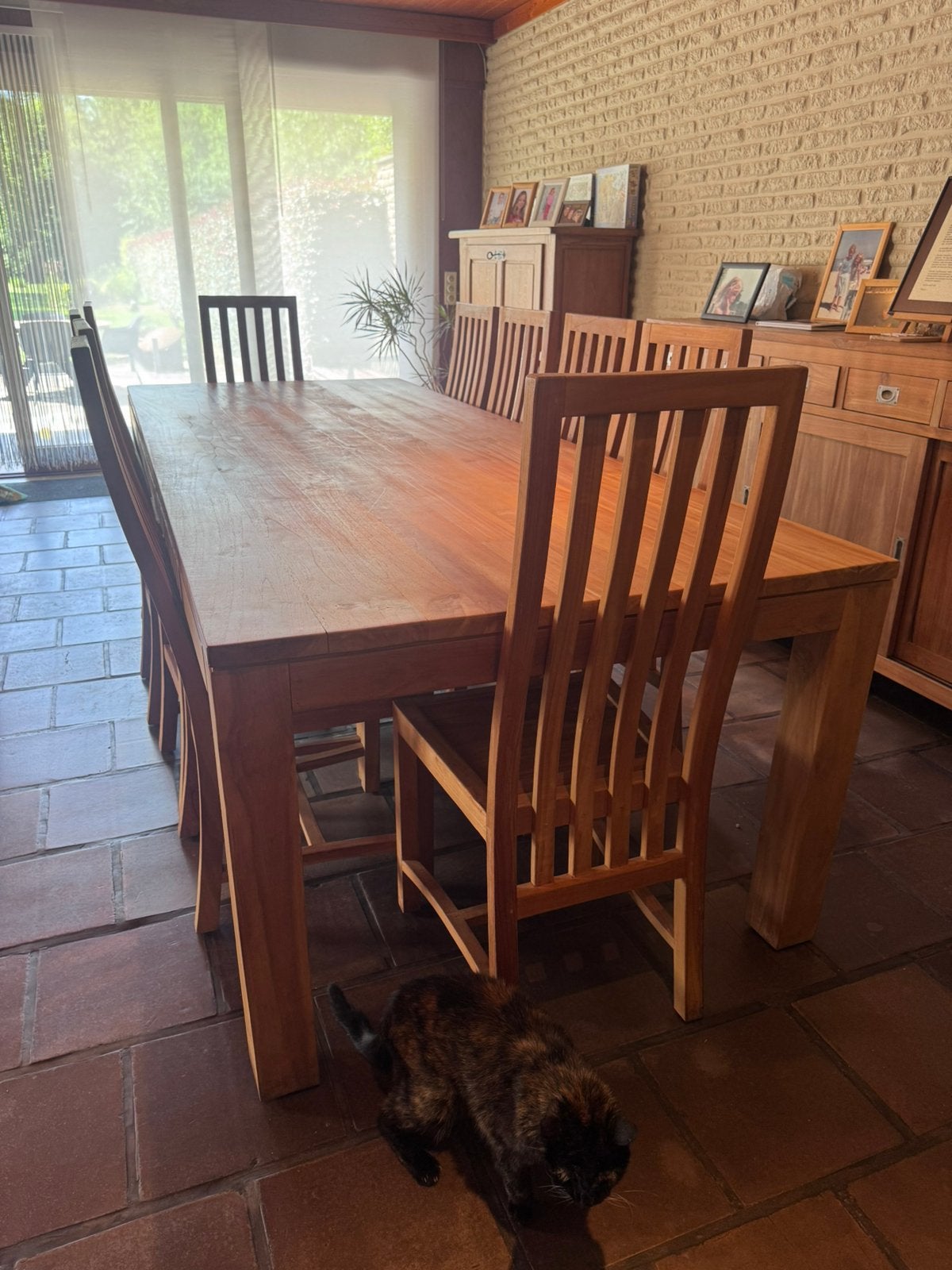 Teak tafel met stoelen, Ophalen, Zo goed als nieuw