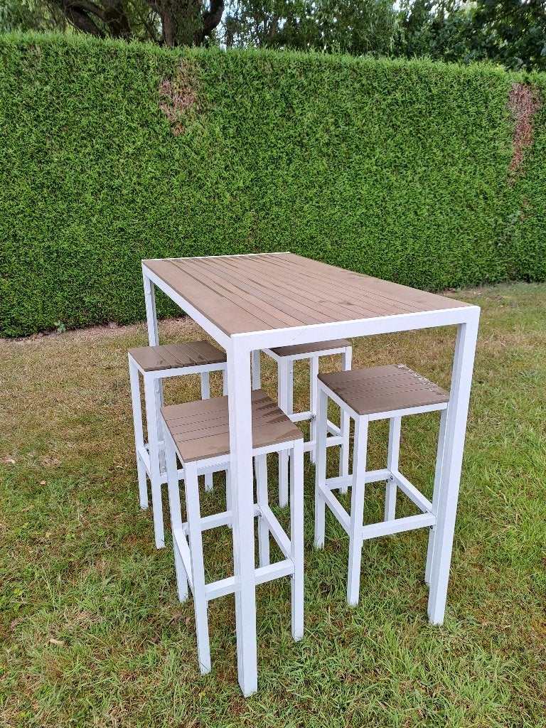 buiten bartafel met 4 stoelen, Ophalen, 4 zitplaatsen, Aluminium, Zo goed als nieuw